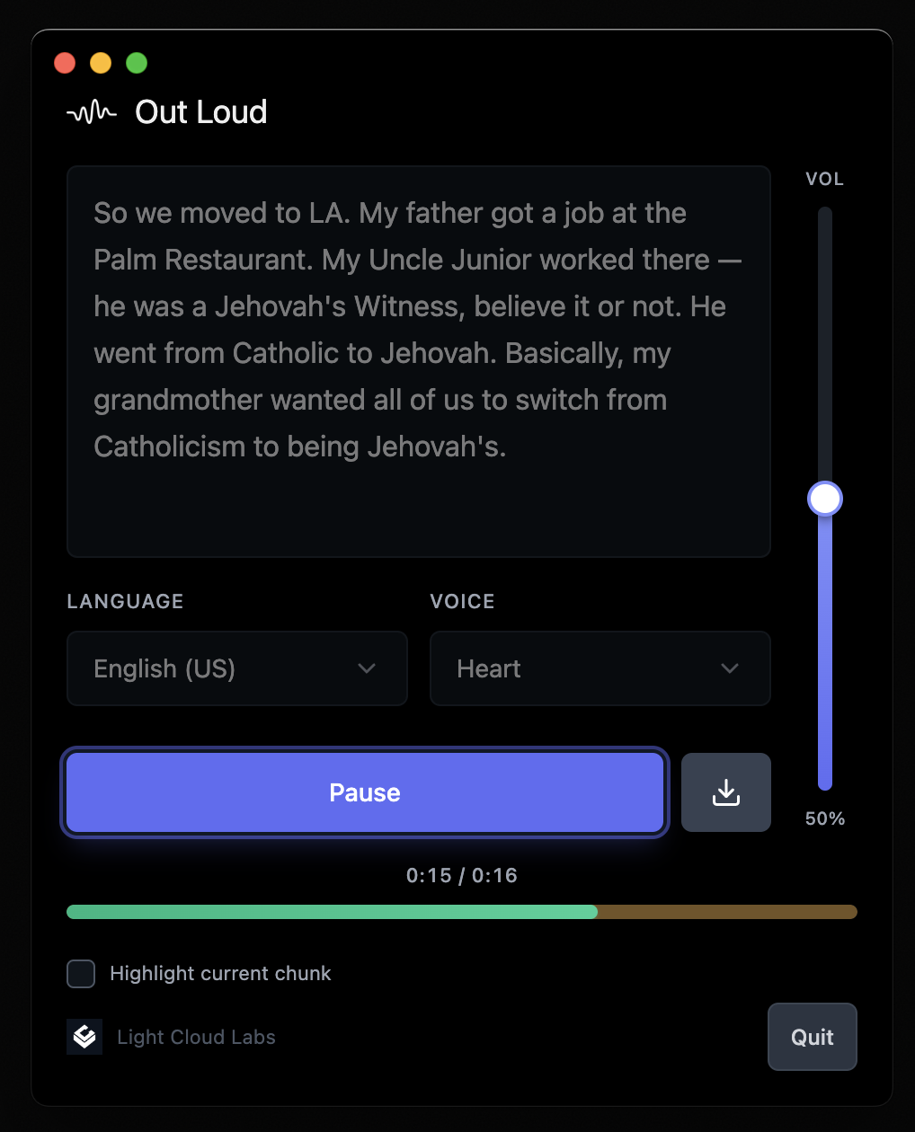 Out Loud Desktop App